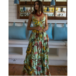 Vestido largo estampado jardin