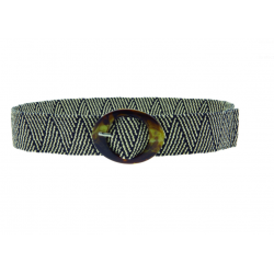 Cinturones ancho de rafia elástica con hebilla ovalada efecto carey.