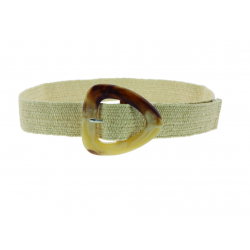 Cinturones ancho de rafia elástica con hebilla triangular efecto carey