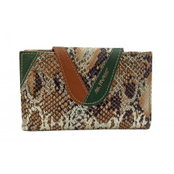 Billetero Piel Print Serpiente Metalizada Dorada 15Cm