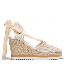 Alpargatas cuña lazo beige