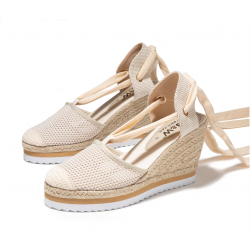 Alpargatas cuña lazo beige