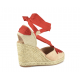 Cuña de yute taupe y rojo