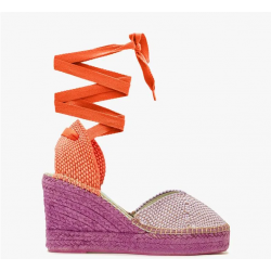 Alpargata mujer lila y naranja cintas