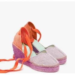 Alpargata mujer lila y naranja cintas