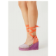 Alpargata mujer lila y naranja cintas