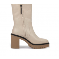 Botín piel beig piso crepé