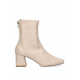 Botín beige liso tacón midi