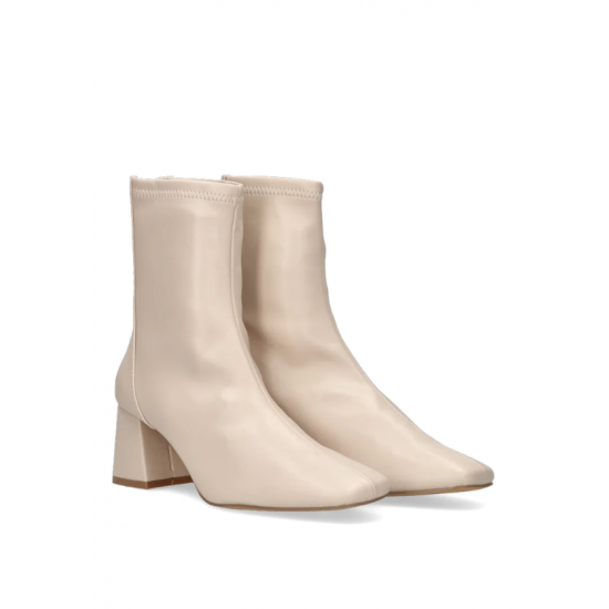 Botín beige liso tacón midi