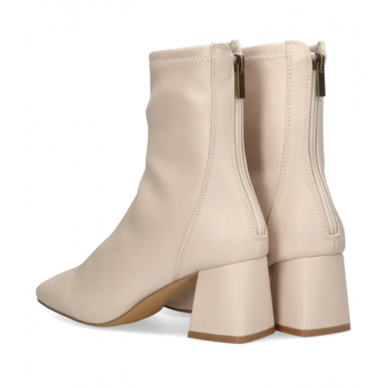 Botín beige liso tacón midi