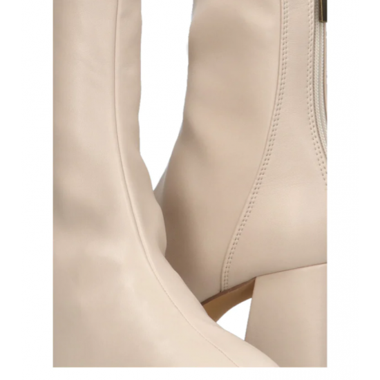 Botín beige liso tacón midi