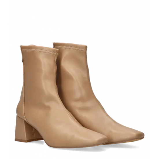 Botín camel liso tacón midi