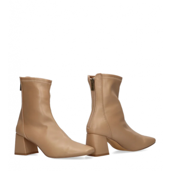 Botín camel liso tacón midi
