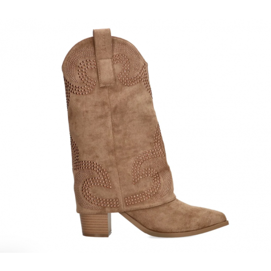 Bota campera tachas taupe