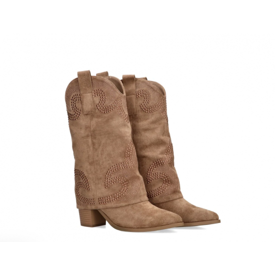Bota campera tachas taupe