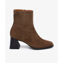 Botines de mujer con tacón ancho, puntera cuadrada y cremallera de Serraje