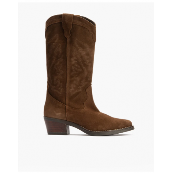 Bota cowboy bordada marrón