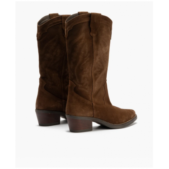 Bota cowboy bordada marrón