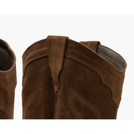 Bota cowboy bordada marrón