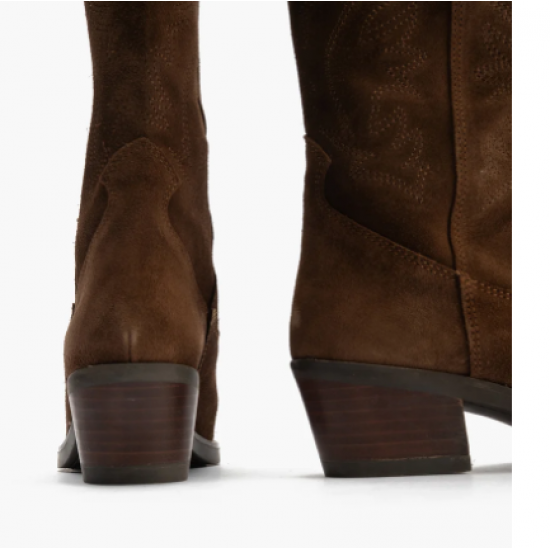 Bota cowboy bordada marrón