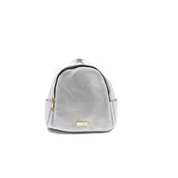Mochila Pequeña 2 Cremalleras Plata 