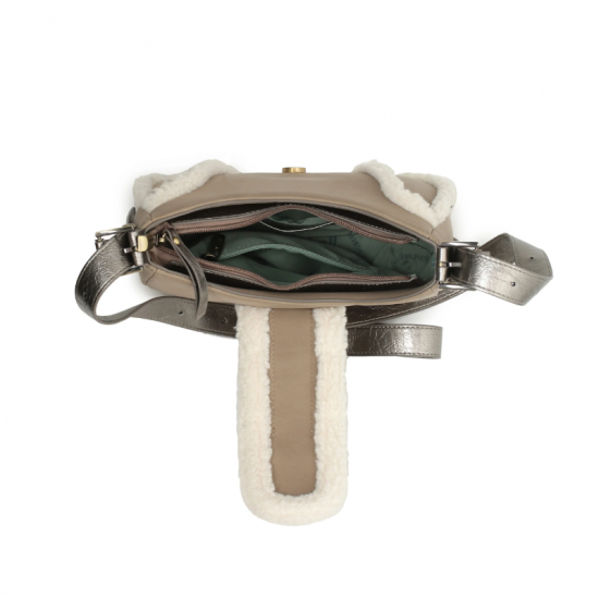 Bolso hobo borreguito taupe