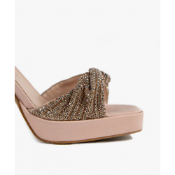 Sandalia nude strass 