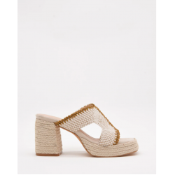 Sandalias de tacón con plataforma y detalle de yute