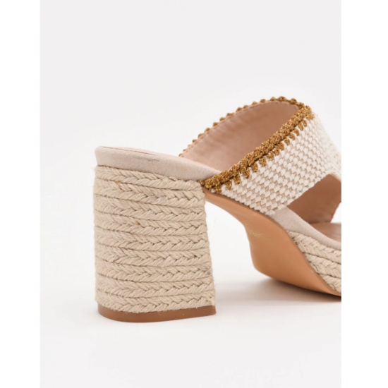 Sandalias de tacón con plataforma y detalle de yute