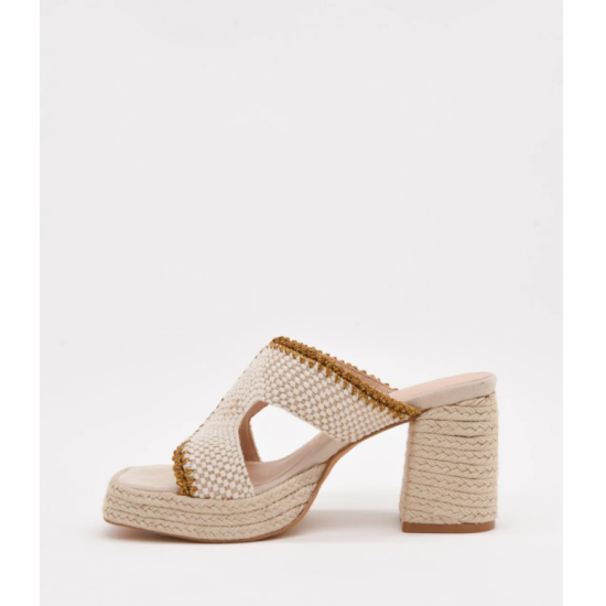Sandalias de tacón con plataforma y detalle de yute