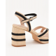 Sandalias de tacón con plataforma de yute y detalles negros