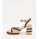 Sandalias de tacón con plataforma de yute y detalles negros