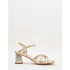 Sandalias doradas para mujer con tacón ancho
