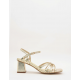 Sandalias doradas para mujer con tacón ancho