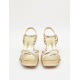 Sandalias doradas para mujer con tacón ancho
