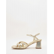 Sandalias doradas para mujer con tacón ancho