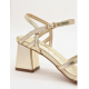 Sandalias doradas para mujer con tacón ancho
