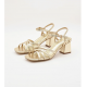Sandalias doradas para mujer con tacón ancho