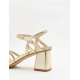 Sandalias doradas para mujer con tacón ancho