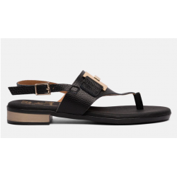 Sandalia piel negra estribo