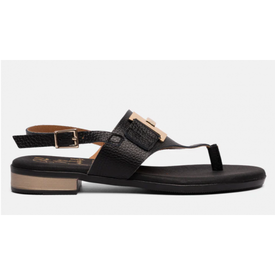 Sandalia piel negra estribo