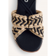 Sandalias con bordado bicolor y cuña forrada estilo rafia