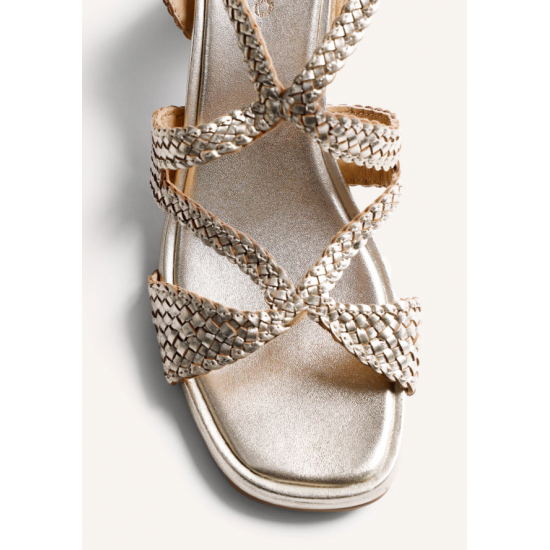 Sandalia piel platino brillo REF: 79218-PLATINO