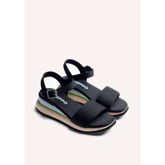 Sandalias estilo deportivo con cuña REF: 78086-NEGRO