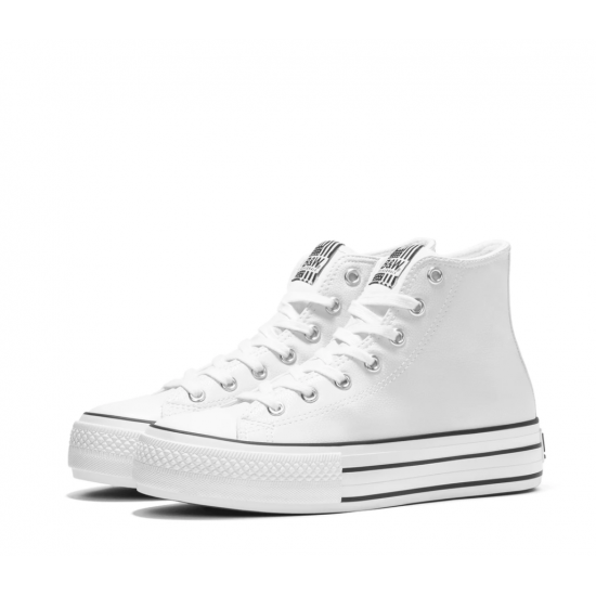 Zapatillas hi-top plataforma napa blanca