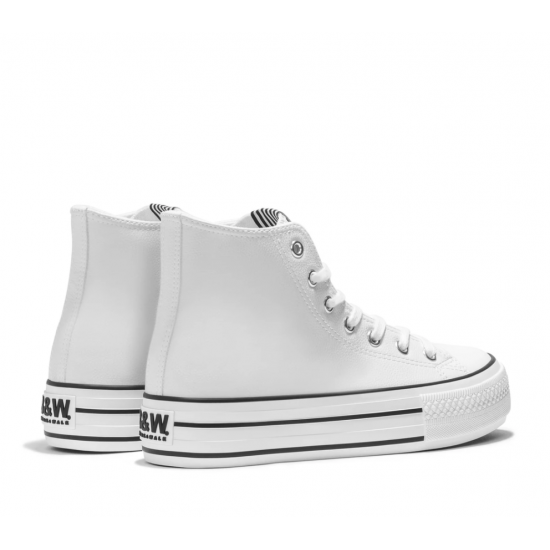 Zapatillas hi-top plataforma napa blanca