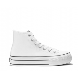 Zapatillas hi-top plataforma napa blanca