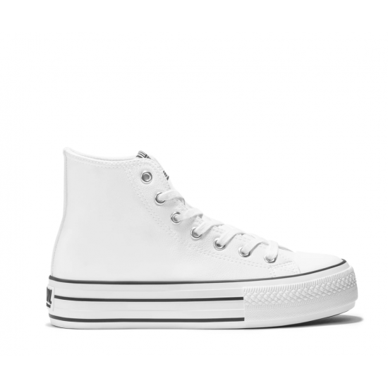 Zapatillas hi-top plataforma napa blanca