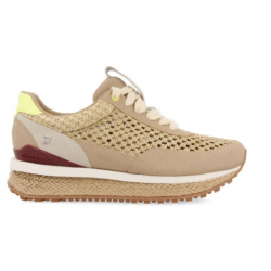 Sneakers beige con rejilla de rafia 