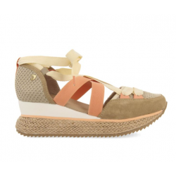 Sneakers abiertos beige con cuña para mujer totnes